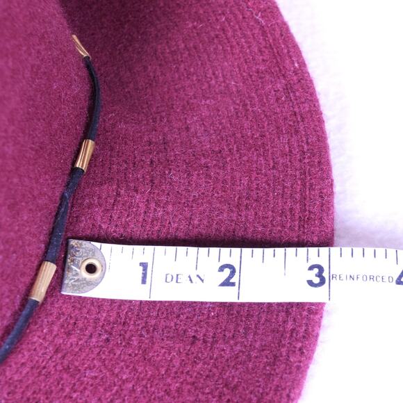 Burgundy Bucket Hat Fedora Wool/Polyester 3" Brim My Basic Beaded BK Cord Band - Picture 6 of 11